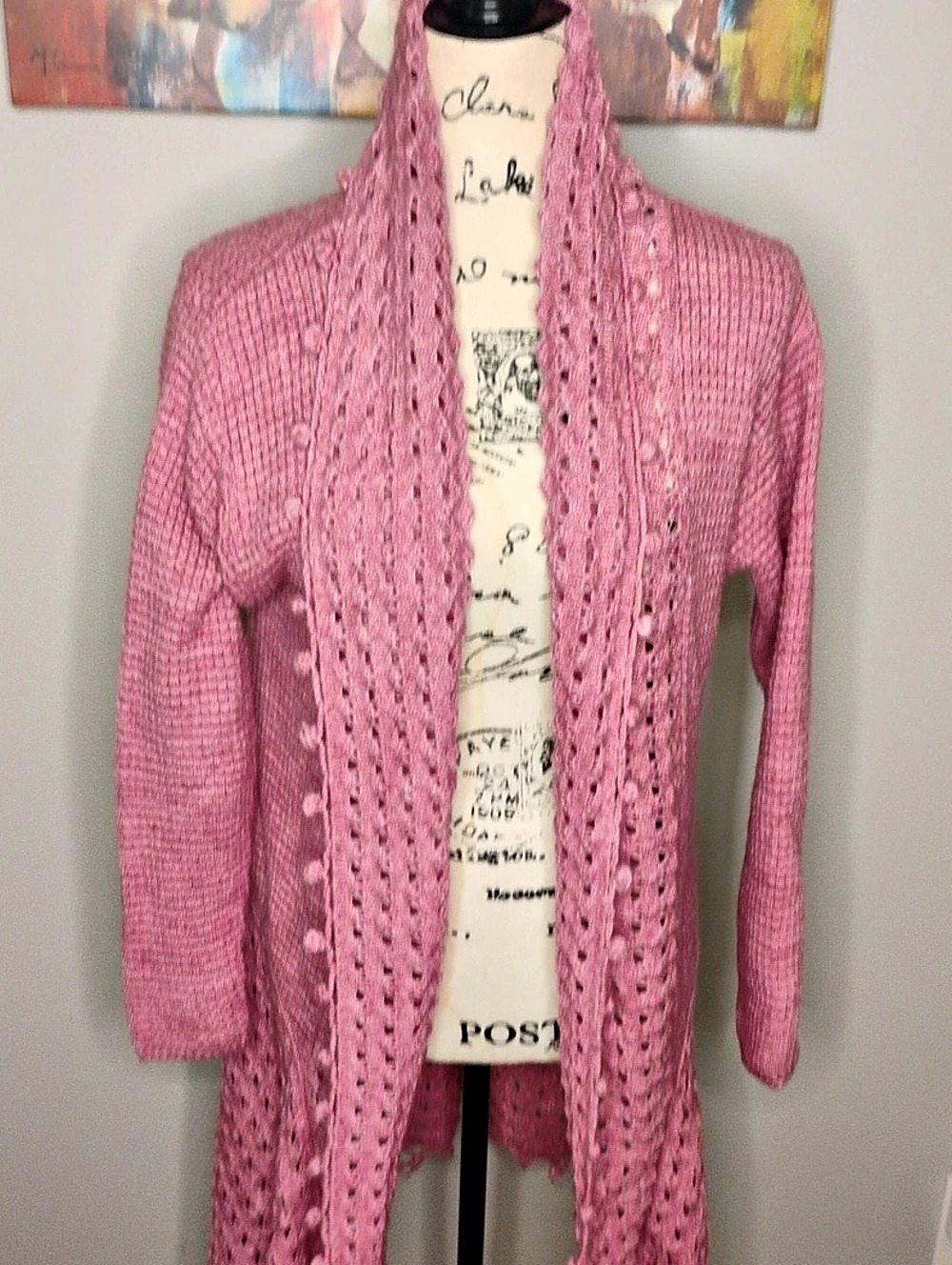Pink Open Front Knit Cardigan Like New